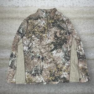 Vintage 90s Cabelas Jacket Mens XL Hunting Camo Polyester Quarter Zip Woodland